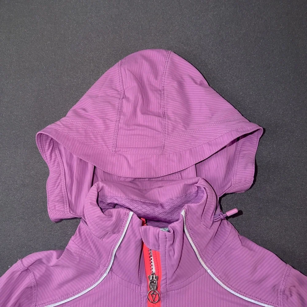 Ivivva Girls Purple Full Zip Athletic Jacket Hide a Hood Size 8
